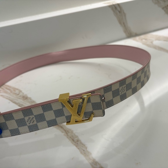 Louis Vuitton Pink and Gray Belt with Iconic LV Buckle - Picture 1 of 7